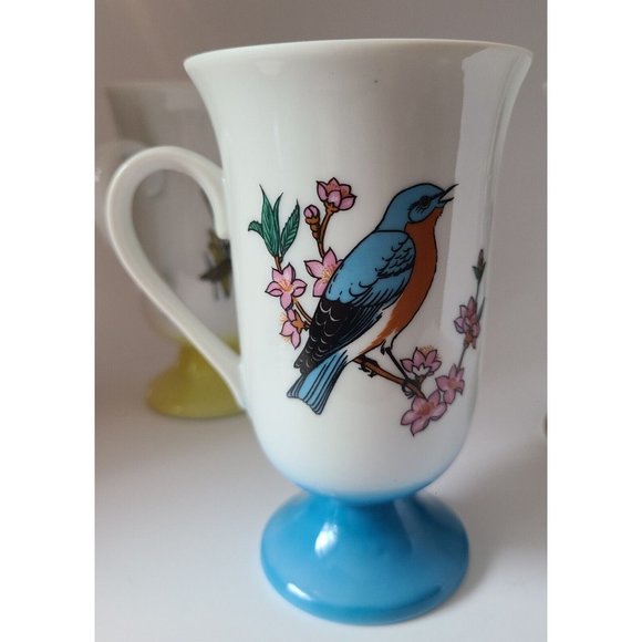 FRED ROBERTS Song Bird Footed Irish Coffee Mugs/Cups Mid Century Modern Set Of 4 - Picture 4 of 7